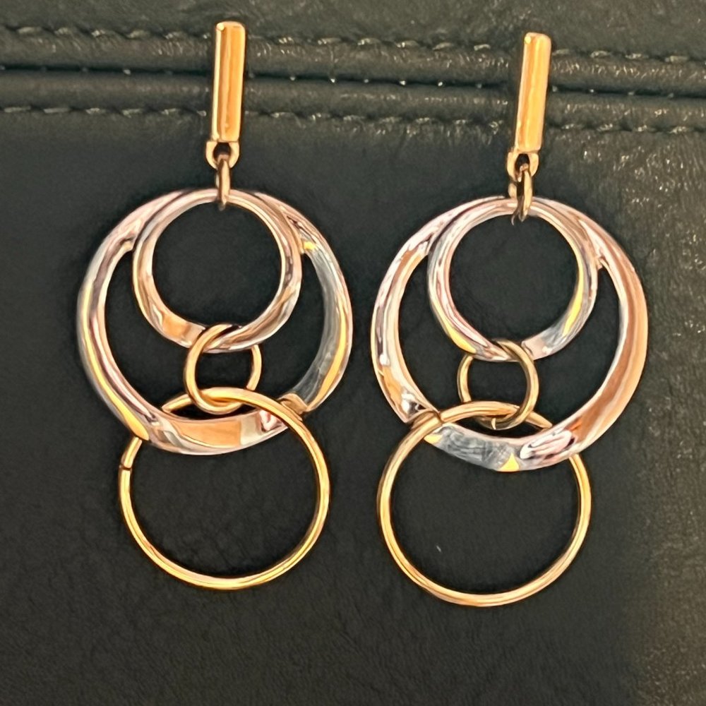 Two Toned Earings Gold  Silver